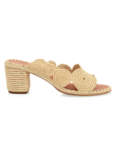 Shop Carrie Forbes Ayoub Scallop Raffia Mules In Natural