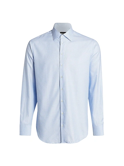 Shop Giorgio Armani Micro Dot Dress Shirt In Periwinkle