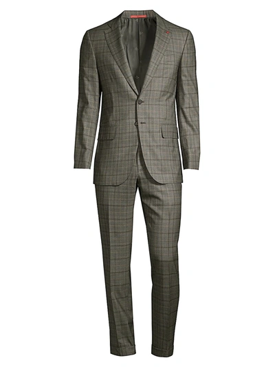 Shop Isaia Men's Plaid Wool Suit In Grey