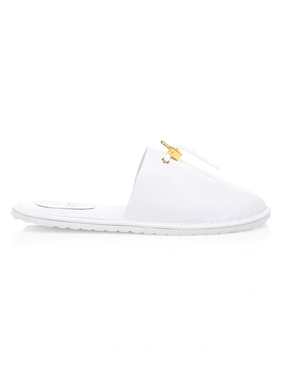 Shop Buscemi Greenwich Leather Slippers In White