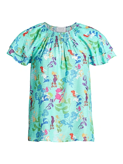 Shop Tanya Taylor Women's Eve Printed Ruffle Blouse In Collage Floral