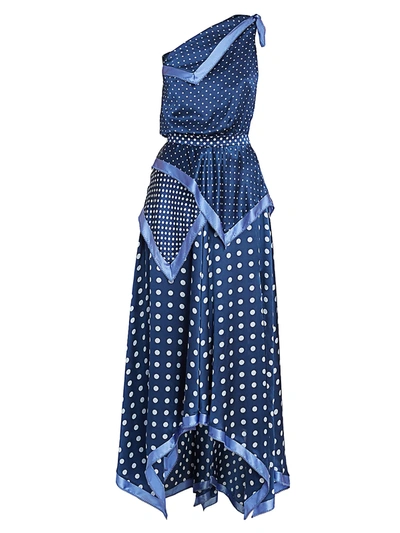 Shop Altuzarra Women's Petrel Silk One-shoulder Handkerchief Dress In Berry Blue