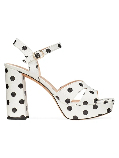 Shop Kate Spade Women's Delight Polka Dot Leather Platform Sandals In Optic White