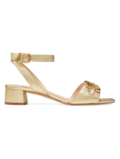 Shop Kate Spade Women's Lagoon Heart Chain Metallic Leather Sandals In Pale Gold