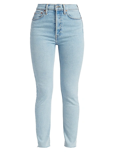 Shop Re/done '90s High-rise Ankle Crop Skinny Jeans In Light