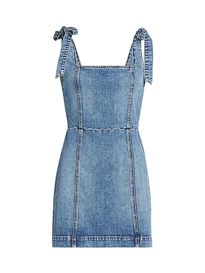 Shop Alice And Olivia Women's Maryann Tie-shoulder Denim Dress In She Gets What She Wants
