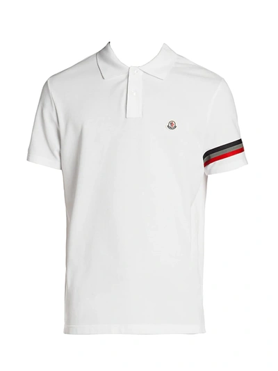 Shop Moncler Men's Cotton Jersey Polo In White