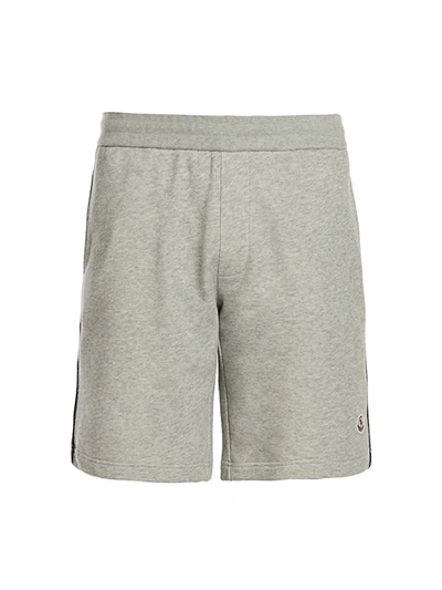 Shop Moncler Men's Side Stripe Shorts In Heather Grey