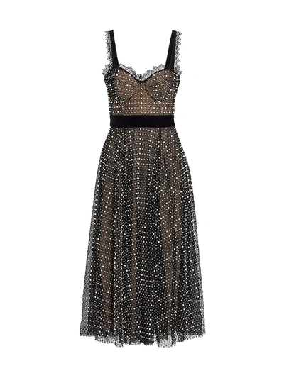 Shop Ralph And Russo Women's Netted Faux-pearl A-line Midi Dress In Black