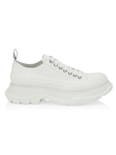 Shop Alexander Mcqueen Women's Tread Slick Canvas Lace-up Sneakers In White