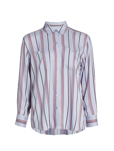 Shop Joie Lidelle Striped Button-up Shirt In Even Tide