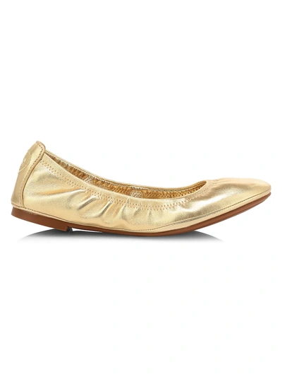 Shop Tory Burch Eddie Metallic Leather Ballet Flats In Gold