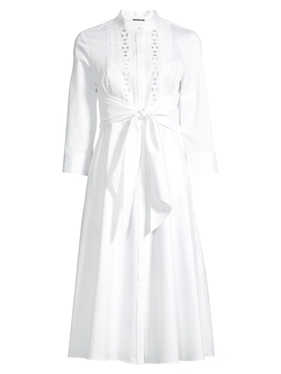 Shop Elie Tahari Ann Tie Poplin Dress In White