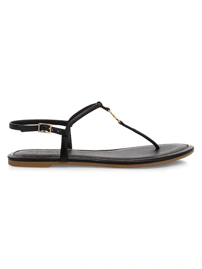 Shop Tory Burch Women's Emmy Leather Thong Sandals In Perfect Black