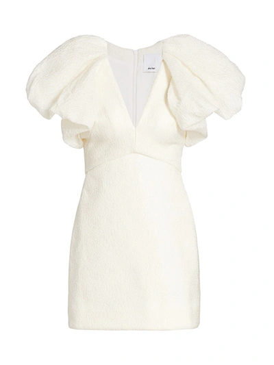 Shop Acler Raven Puff Sleeve Mini Dress In Ivory