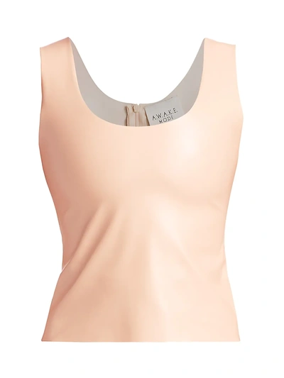 Shop A.w.a.k.e. Faux Leather Tank Top In Nude