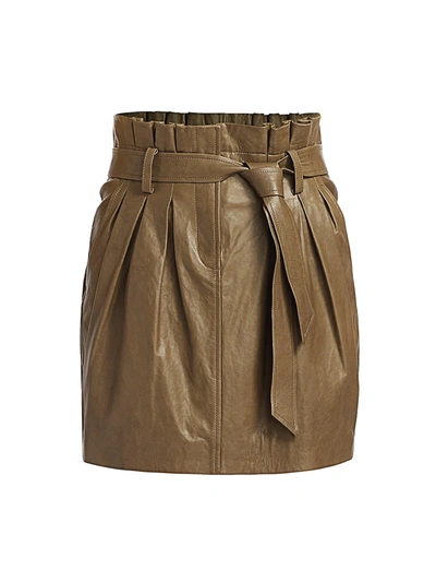 Shop Frame Women's Paperbag Leather Skirt In Od