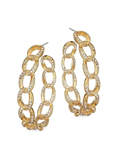 Shop Kenneth Jay Lane 22k Goldplated Crystal Link Hoop Earrings
