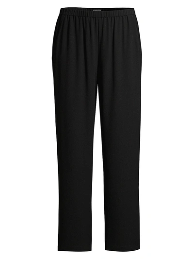 Shop Eileen Fisher Silk Straight-leg Pants In Black