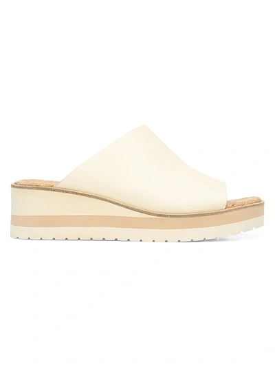 Shop Vince Women's Sarria Leather & Cork Wedge Mules In Flax