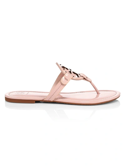 Shop Tory Burch Women's Miller Patent Leather Thong Sandals In Sea Shell