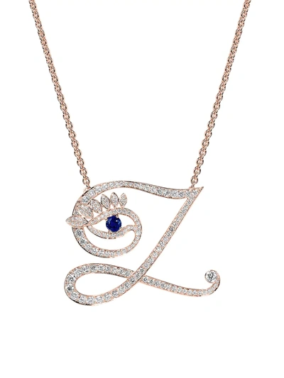Shop Tabayer Eye 18k Rose Gold, Diamond & Sapphire Zen Pendant Necklace