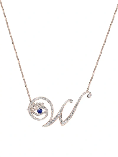Shop Tabayer Eye 18k Rose Gold, Diamond & Sapphire Wise Pendant Necklace