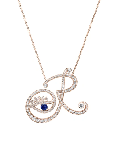 Shop Tabayer Eye 18k Rose Gold, Sapphire & Diamond Romantic Pendant Necklace