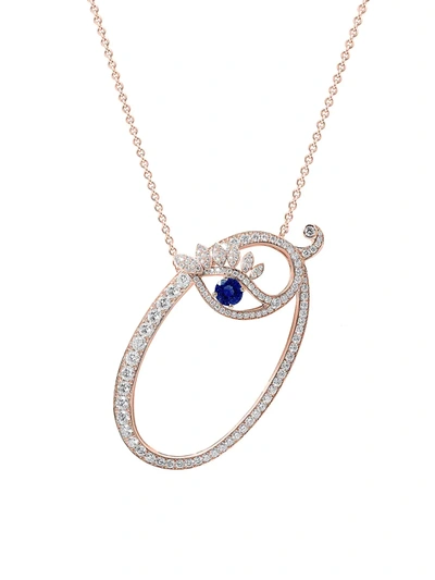Shop Tabayer Eye 18k Rose Gold, Sapphire & Diamond Optimistic Pendant Necklace