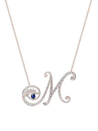 Shop Tabayer Eye 18k Rose Gold, Sapphire & Diamond Memorable Pendant Necklace