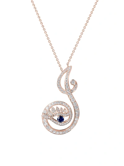 Shop Tabayer Eye 18k Rose Gold, Sapphire & Diamond Joyous Pendant Necklace