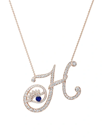 Shop Tabayer Eye 18k Rose Gold, Sapphire & Diamond Honest Pendant Necklace