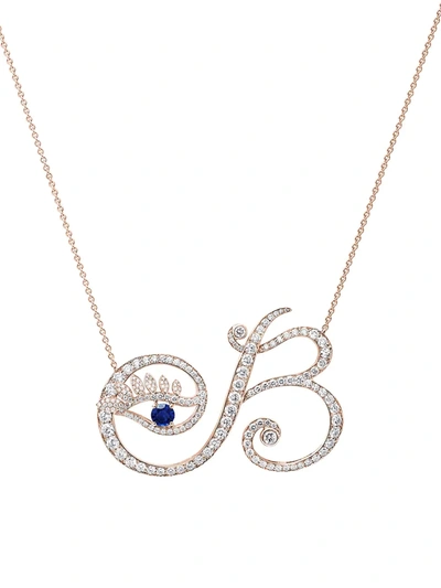 Shop Tabayer Eye 18k Rose Gold, Sapphire & Diamond Beautiful Pendant Necklace