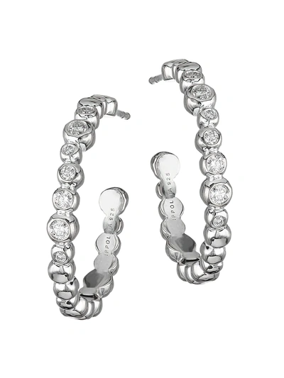 Shop Ippolita Women's Stardust Sterling Silver & Diamond Hoop Earrings