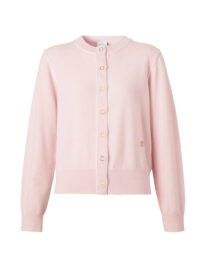 Shop Burberry Women's Cashmere Cardigan Twin Set In Copper Pink