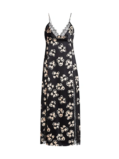 Shop Marina Moscone Floral Lace Slip Dress In Black Pale Peach