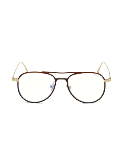 Shop Tom Ford Women's 52mm Blue Block Aviator Eyeglasses In Dark Brown