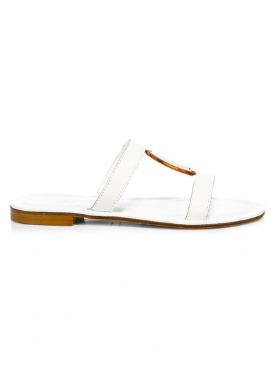 Shop Definery Women's Bar Flat Leather Sandals In White