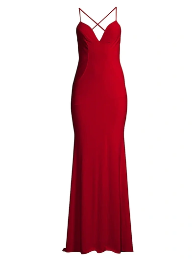 Shop Faviana Women's Jersey Twist-back Gown In Ruby
