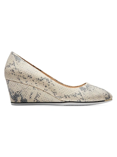 Shop Cole Haan Women's Grand Ambition Snakeskin-embossed Leather Wedge Pumps In Ivory