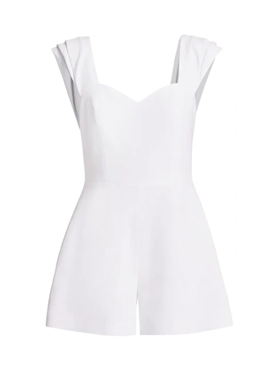 Shop Alice And Olivia Iman Pleat-sleeve Romper In White