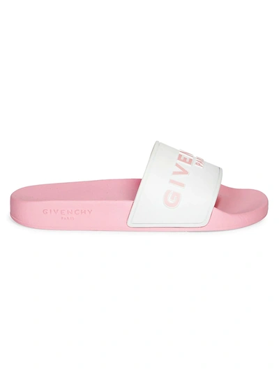 Shop Givenchy Logo Pool Slides In Candy Pink