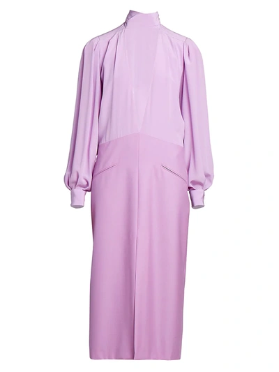 Shop Givenchy Women's V-neck Silk Midi Dress In Lilac