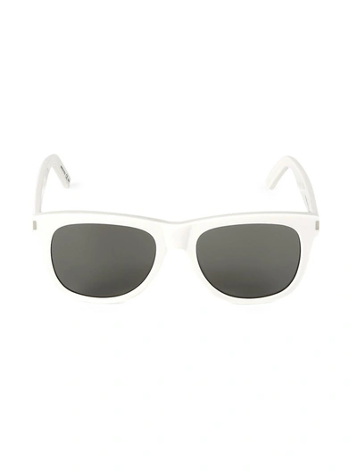 Shop Saint Laurent 57mm Square Acetate Sunglasses In Ivory