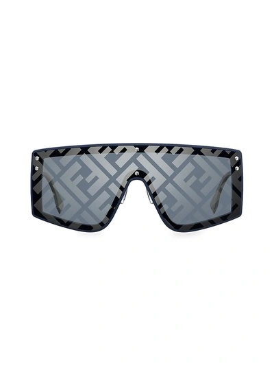 Shop Fendi Men's Logo 99mm Shield Sunglasses In 0pjp7r