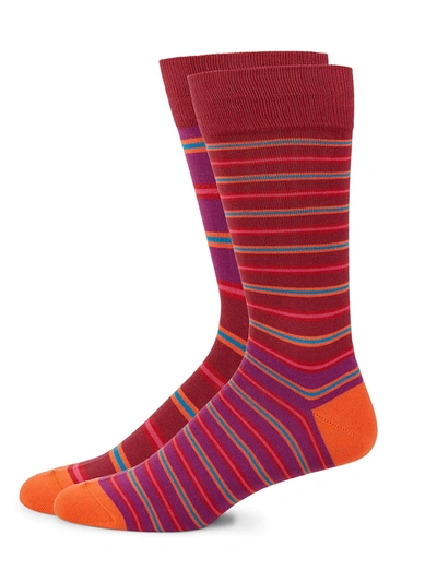 Shop Paul Smith Men's Striped Knit Socks In Red Multi