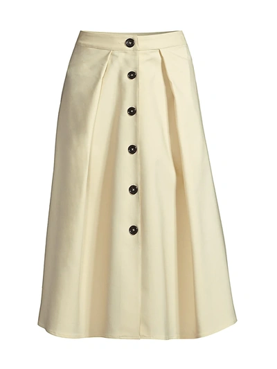 Shop Donna Karan Flare Button Midi Skirt In Buff