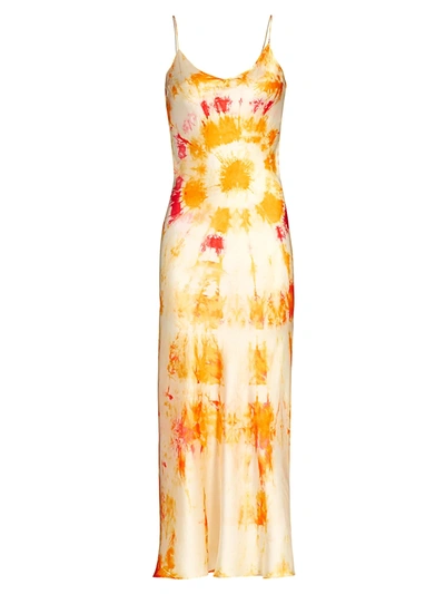 Shop Dannijo Bullseye Tie-dye Silk Midi Dress In Orange