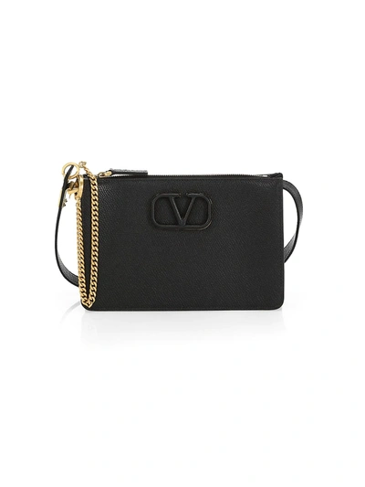Shop Valentino Vsling Leather Crossbody Pouch In Black