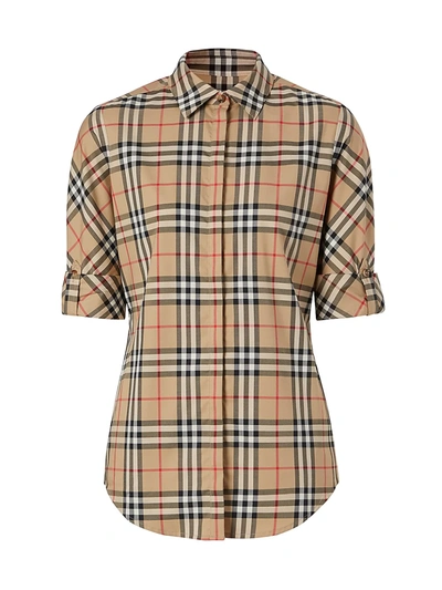 Shop Burberry Women's Archive Check Shirt In Archive Beige